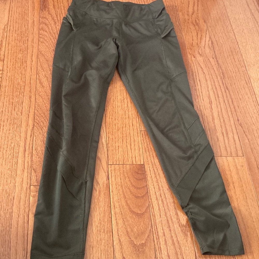 All In Motion Army Green Mesh Leggings — Girls L (10/12)